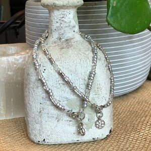 Pair of Silver & Glass Beads Charm Bracelets